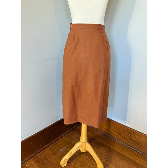 Vintage‎ Giorgio Armani Tan Pleated Midi Skirt IT 44 XS Boho Retro Modest - Picture 4 of 8
